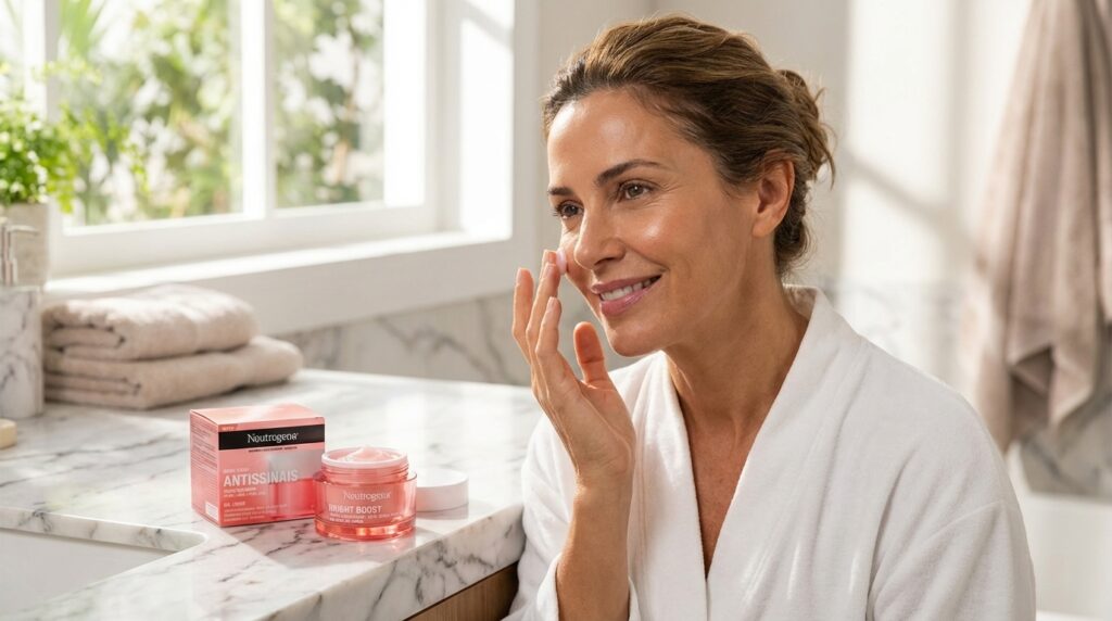 creme facial Neutrogena Bright Boost vitamina C rotina de cuidados com a pele após os 40