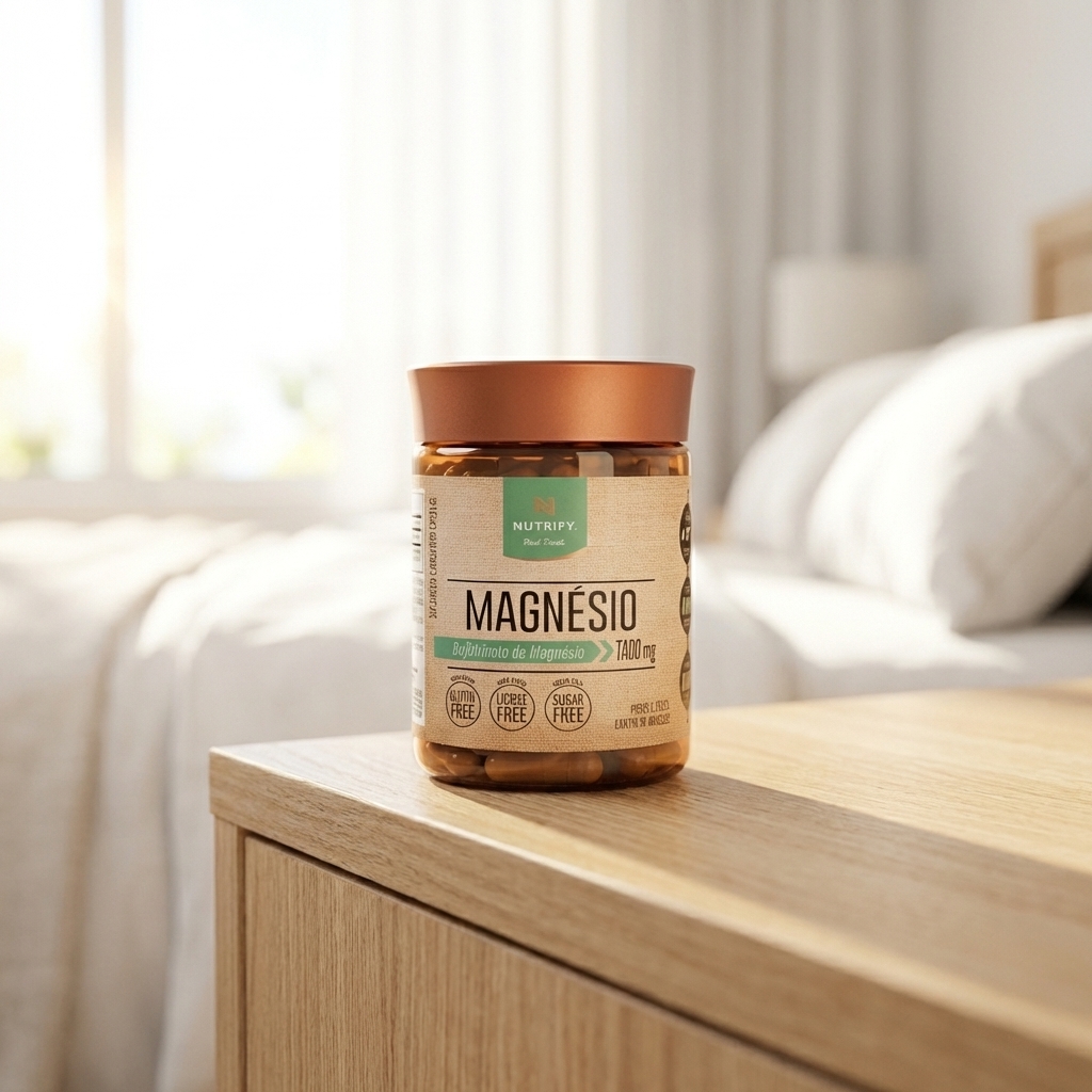 Pote do suplemento Magnésio Bisglicinato 1400mg Nutrify 60 cápsulas.